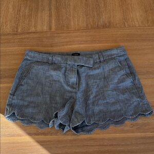 J. Crew High Waist Gray Scalloped Shorts